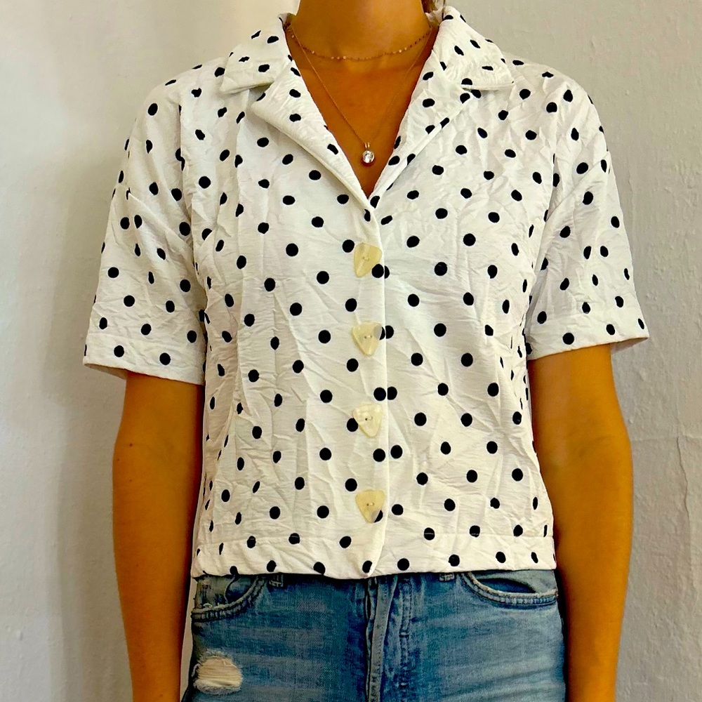 Zara cropped polka dot blouse